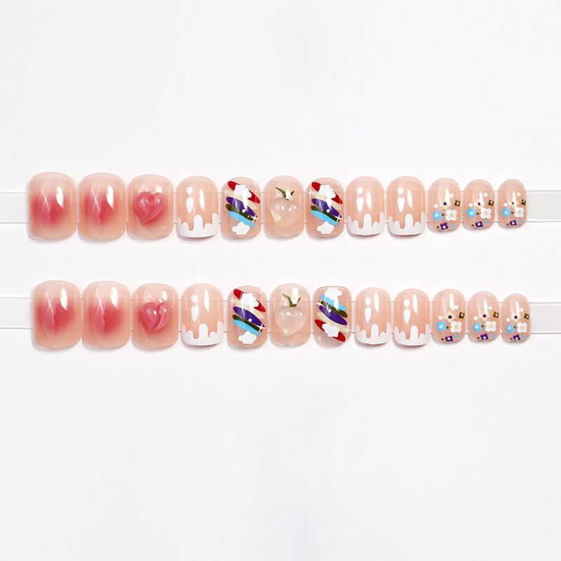 Peach Rainbow Press On Nail