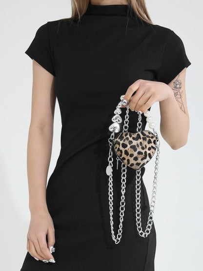 Leopard Print Heart Crossbody Bag