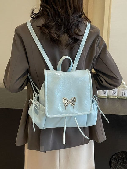 Butterfly Studded Multi-Pocket Flap Backpack