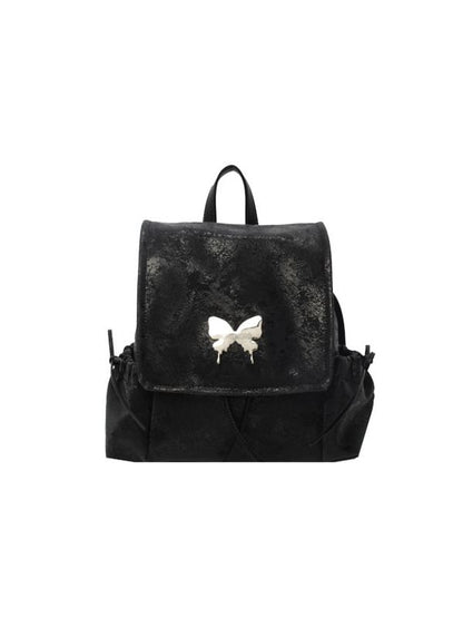 Butterfly Studded Multi-Pocket Flap Backpack