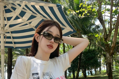 Short-Sleeve Round Neck Cartoon Print Crop Slim Fit T-Shirt