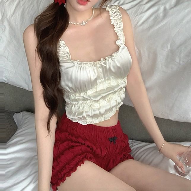 Square Neck Crop Tank Top / Hot Pants