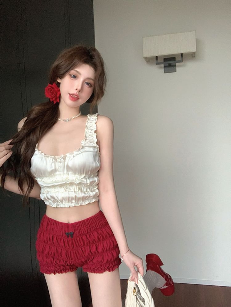 Square Neck Crop Tank Top / Hot Pants