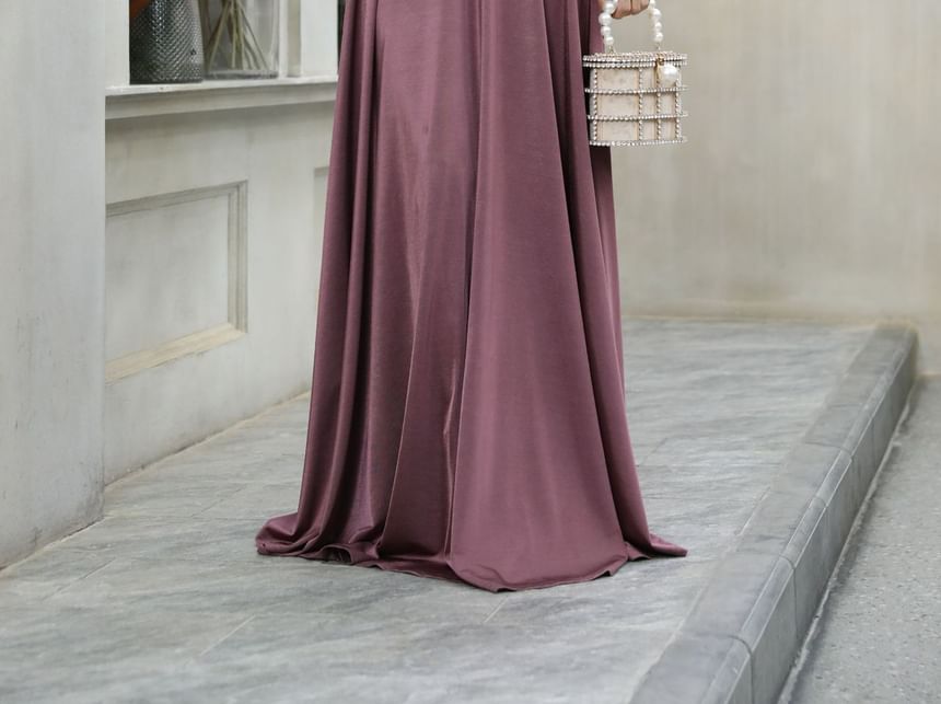 Wrap Strap Evening Shirred A-Line Gown Spaghetti