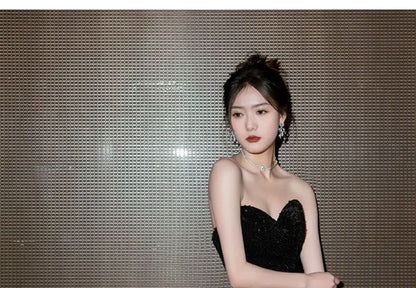 Panel Tone Mermaid Two Gown Tube Evening Ruffle