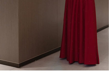 Square Plain Evening A-Line Puff Gown Sleeve Neck