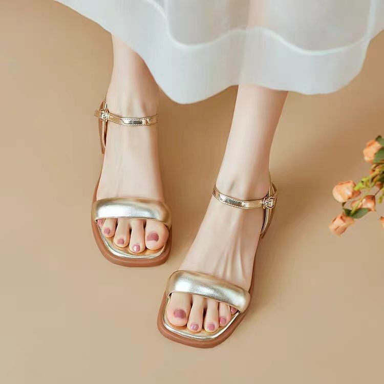 Sandals Leather Faux Metallic