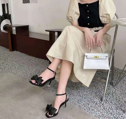 Accent Heel Bow High Sandals
