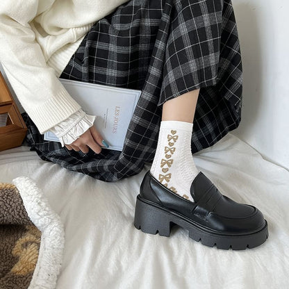 Platform Loafers Leather Faux