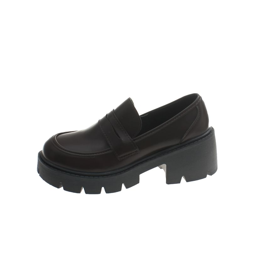 Platform Loafers Leather Faux