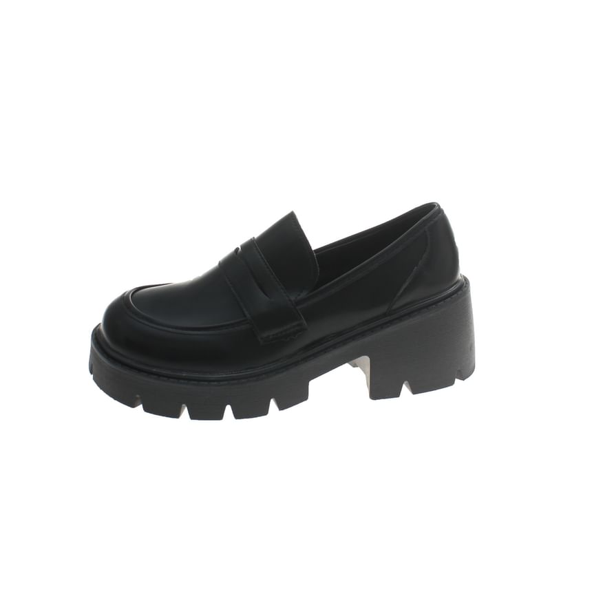 Platform Loafers Leather Faux