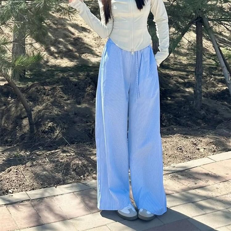 Mid Rise Striped Wide Leg Pants (Various Designs)