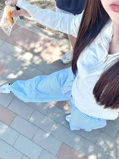 Mid Rise Striped Wide Leg Pants (Various Designs)