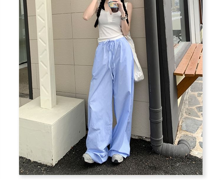 Mid Rise Striped Wide Leg Pants (Various Designs)