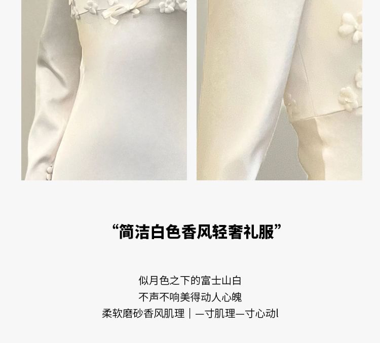 Long-Sleeve Gown Wedding Flower Sheath
