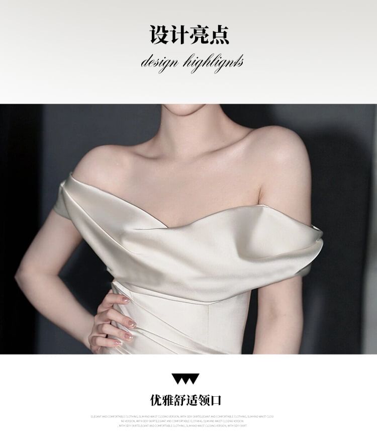 Shoulder Mermaid Plain Off Wedding Gown