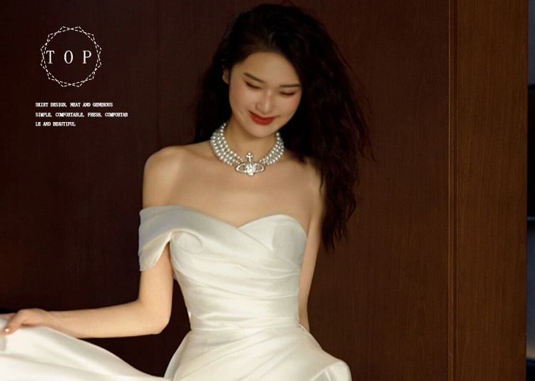 Gown Plain Wedding Shoulder Off Mermaid