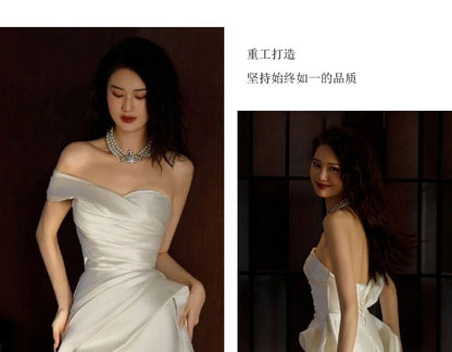 Gown Plain Wedding Shoulder Off Mermaid