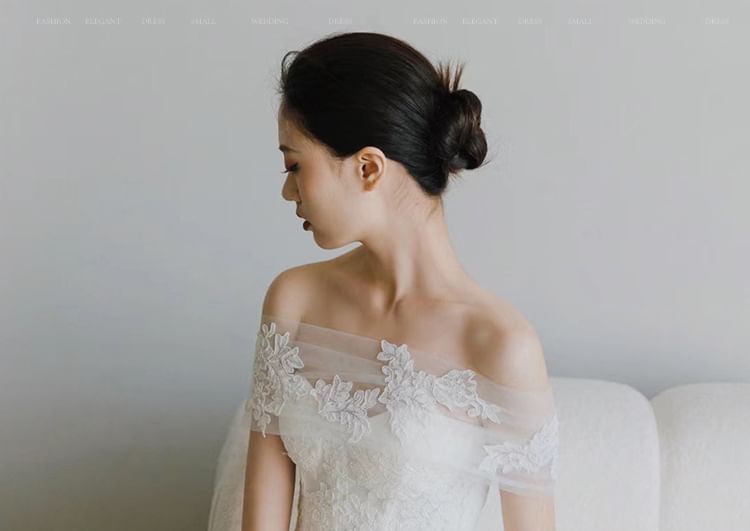 Off Shoulder A-Line Gown Wedding Lace