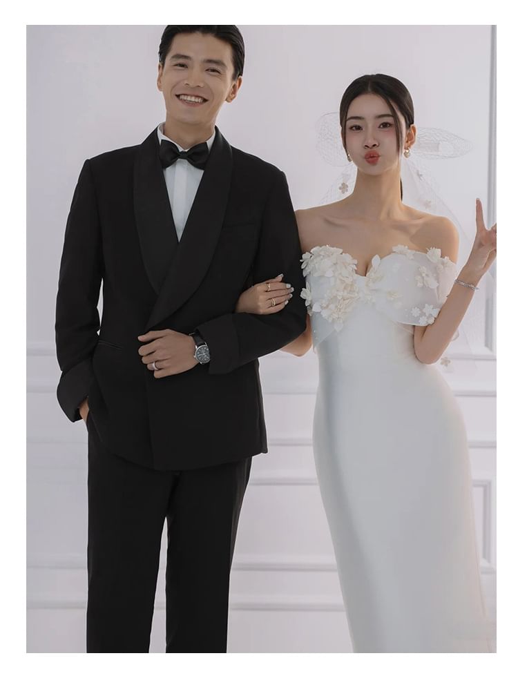 Wedding Sheath Flower Off Shoulder Gown