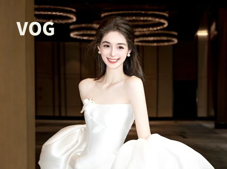 Wedding Strapless Plain Gown A-Line