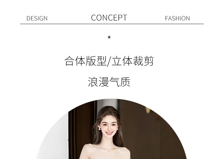 Wedding Strapless Plain Gown A-Line