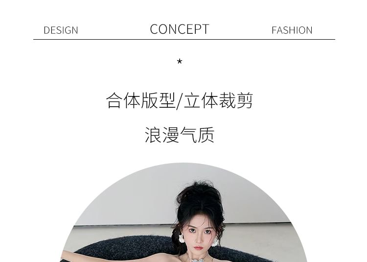 Floral Back Strapless Deep Wedding Gown