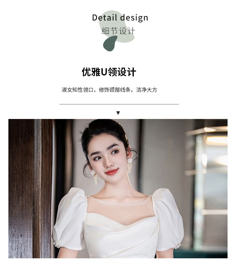 Gown Flower Mermaid Wedding Plain Short-Sleeve