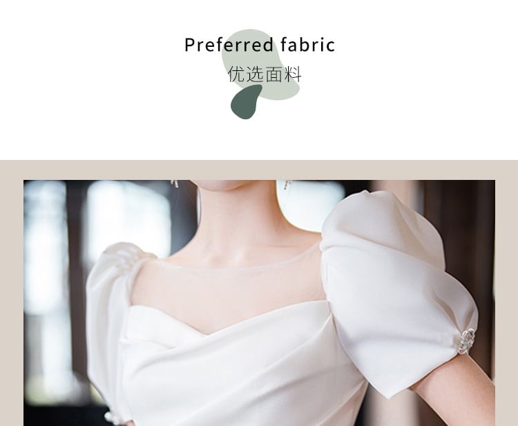 Gown Flower Mermaid Wedding Plain Short-Sleeve