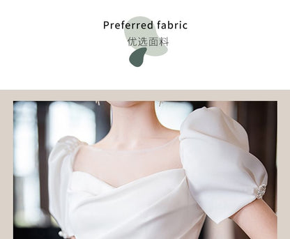 Gown Flower Mermaid Wedding Plain Short-Sleeve