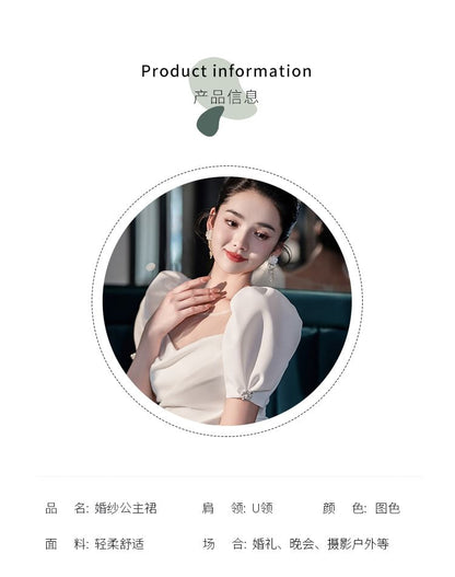 Gown Flower Mermaid Wedding Plain Short-Sleeve