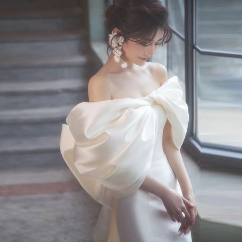 Wedding Gown Shoulder Off Mermaid Bow
