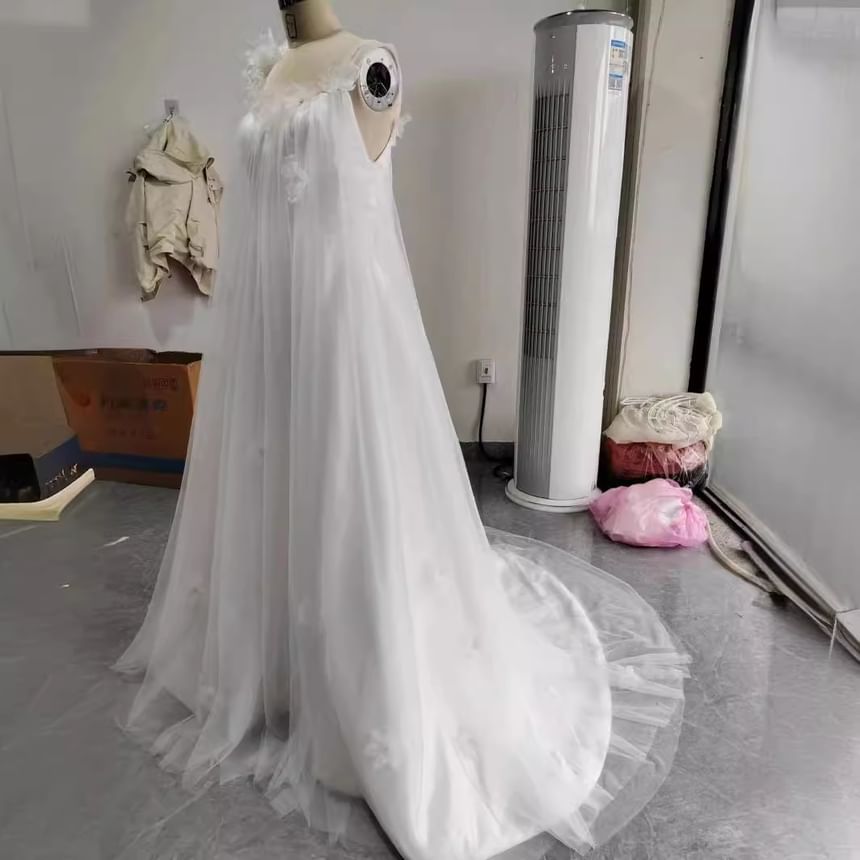 A-Line Gown Sleeveless Wedding Plain