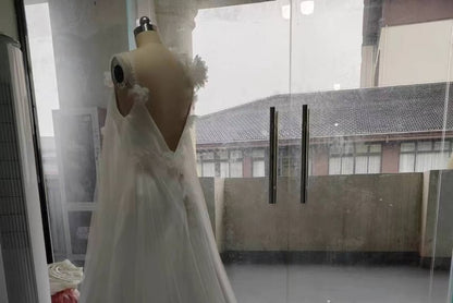 A-Line Gown Sleeveless Wedding Plain