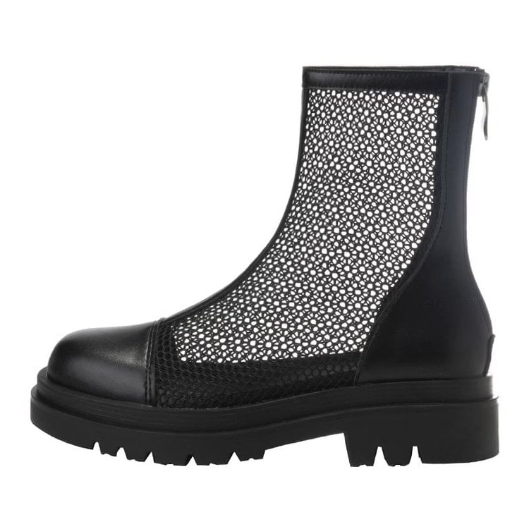 Kurze Stiefel aus Mesh mit Plateaueinsatz