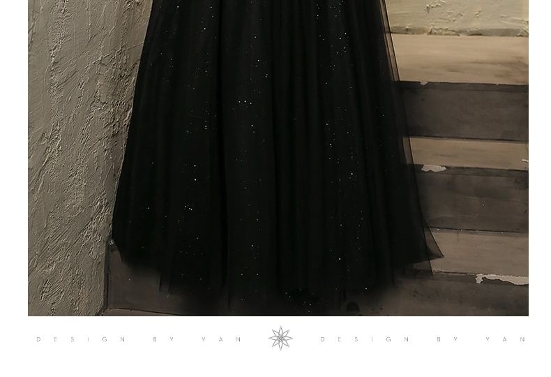 Gown Plain Evening A-Line Square Mesh Beaded Sleeveless Neck