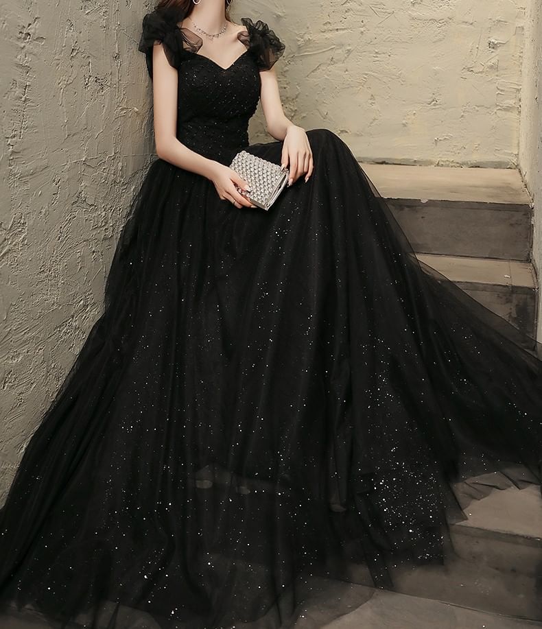 Sleeveless Square Neck Plain Beaded Mesh A-Line Evening Gown