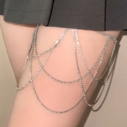 Faux Pearl / Rhinestone Layered Thigh Chain