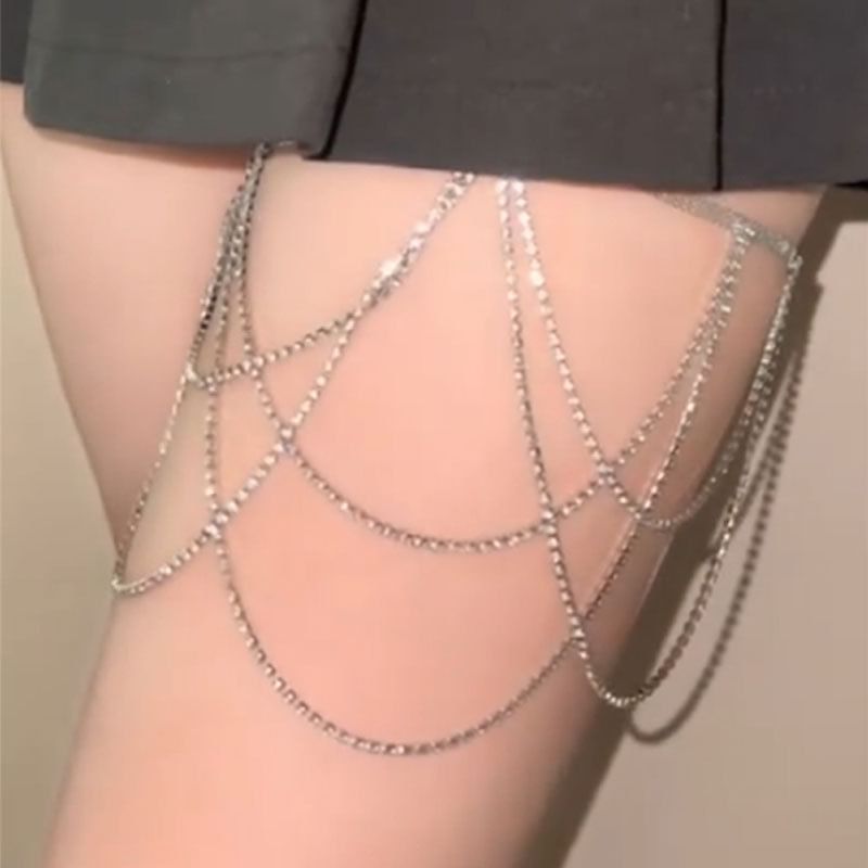 Faux Pearl / Rhinestone Layered Thigh Chain