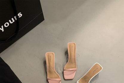 Block Heel Slide Sandals