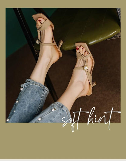 High Waist Plain Slide Sandals