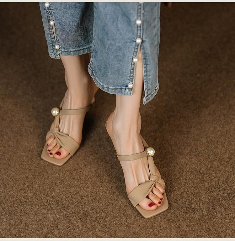 High Waist Plain Slide Sandals