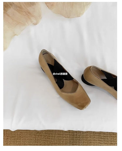 Genuine (Various Block Pumps Designs) Leather Heel