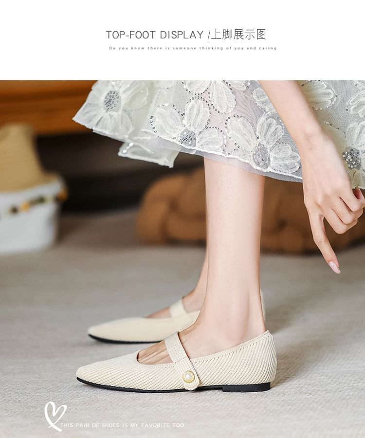 Plain Fabric Mary Jane Flats