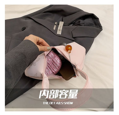 Floral Print Faux Leather Shoulder Bag / Bag Charm / Set