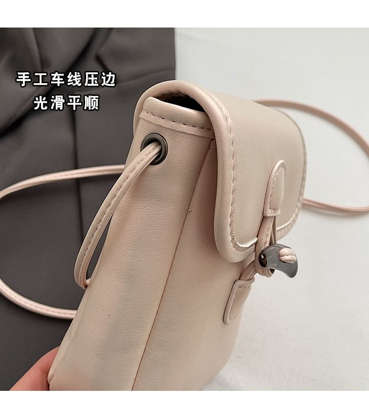 Plain Toggle Faux Leather Mobile Phone Crossbody Bag