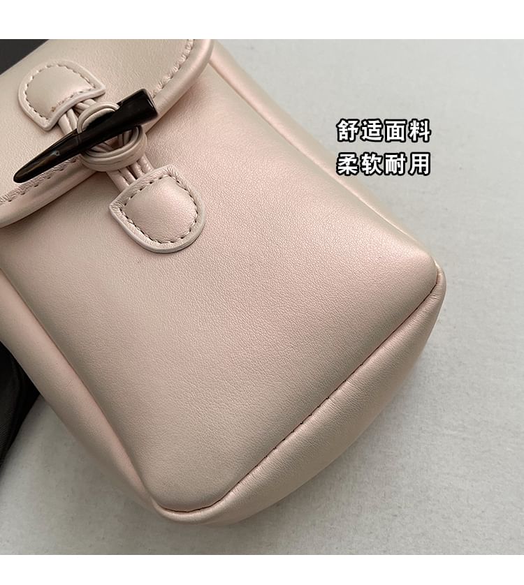 Plain Toggle Faux Leather Mobile Phone Crossbody Bag