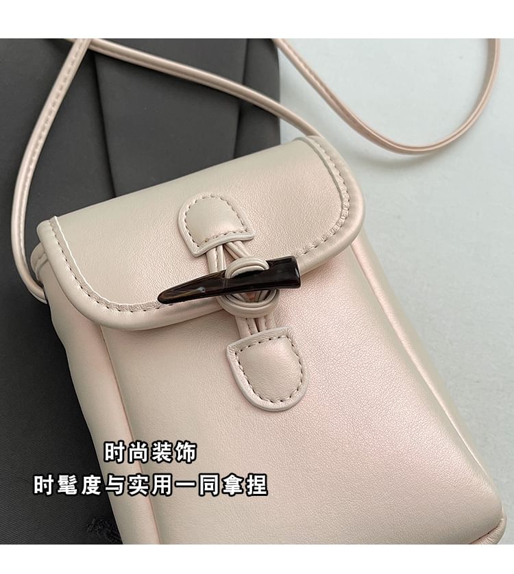 Plain Toggle Faux Leather Mobile Phone Crossbody Bag