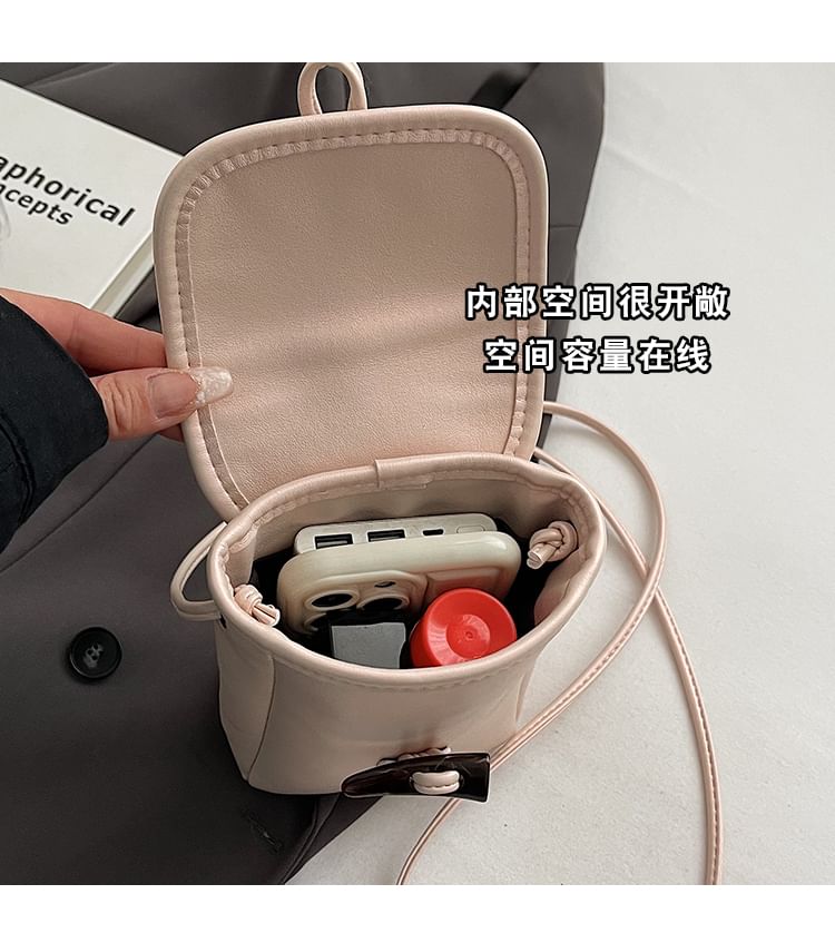 Plain Toggle Faux Leather Mobile Phone Crossbody Bag