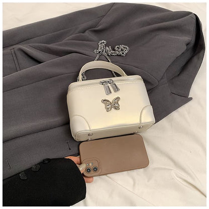 Chain Strap Butterfly Accent Faux Leather Crossbody Bag / Bag Charm / Set